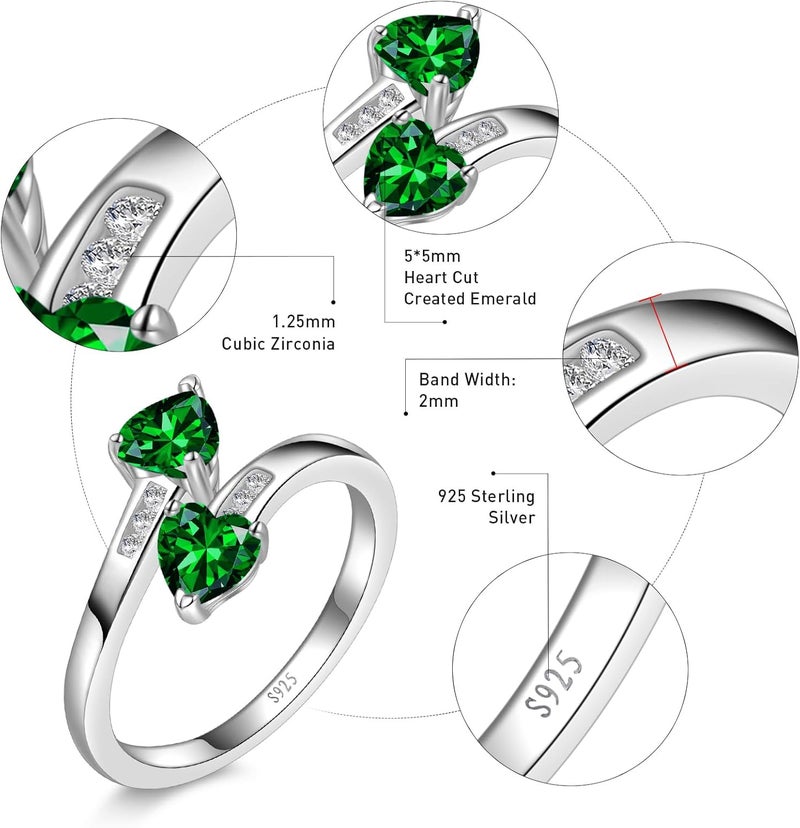 Yaresul 1CT Adjustable Women Heart Ring 925 Sterling Silver Birthstone Rings for Women Promise Ring for her Simulated Gemstone Statement Stackable Band Width 2mm Open Size 5~9 - Image 4